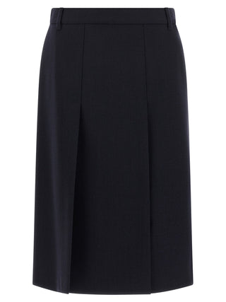 Blue Virgin Wool Midi Skirt