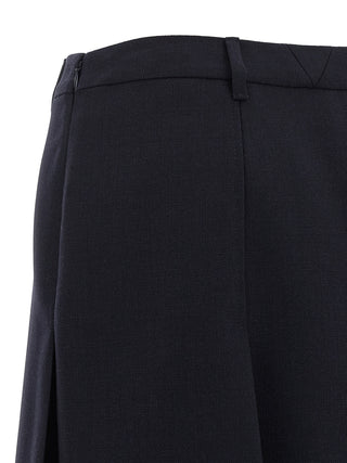 Blue Virgin Wool Midi Skirt
