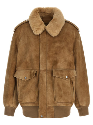 Beige Lamb Leather Bomber