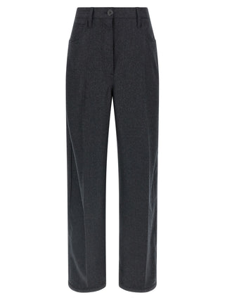 Gray Virgin Wool Casual Pants