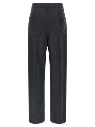 Gray Virgin Wool Casual Pants