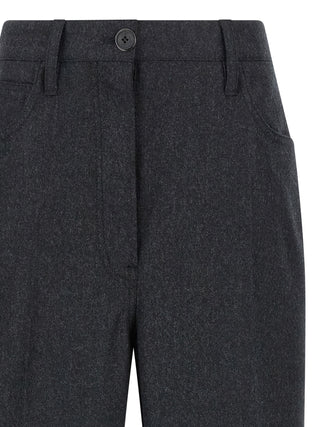 Gray Virgin Wool Casual Pants