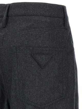 Gray Virgin Wool Casual Pants