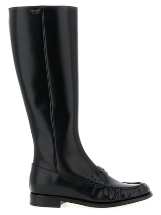 Black Calfskin Over The Knee