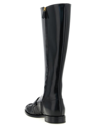 Black Calfskin Over The Knee