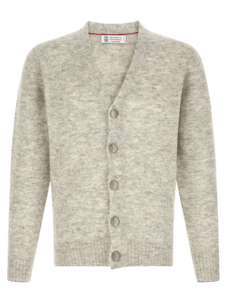 Gray Alpaca Leather Cardigan