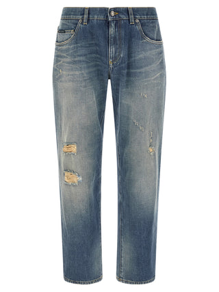 Blue Cotton Relaxed Fit Jeans