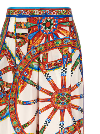 Multicolor Silk Casual Pants