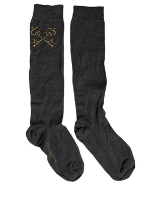 Dark Gray Wool Over The Calf Knee High Accessory Socks