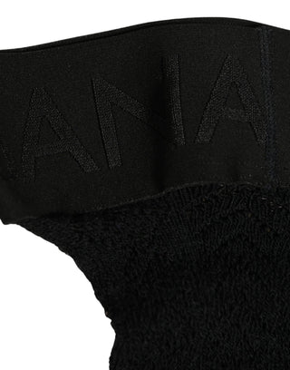 Black Wool Logo Calf Long Women Accessory Socks