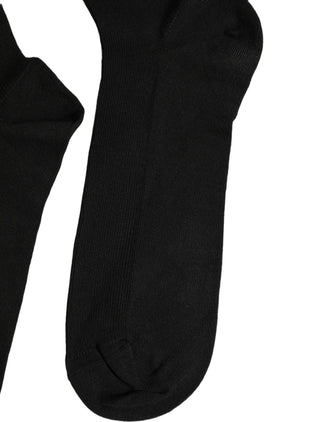 Black Cotton Ribbed Logo Over The Calf Women Socks
