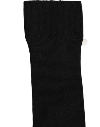 Black Cotton Ribbed Logo Over The Calf Women Socks