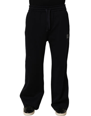 Dark Blue Relaxed Wide Leg Men Jogger Pants