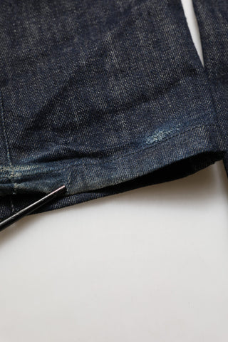 Dark Blue Relaxed Wide Leg Cotton Denim Jeans
