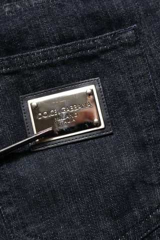 Dark Blue Relaxed Wide Leg Cotton Denim Jeans