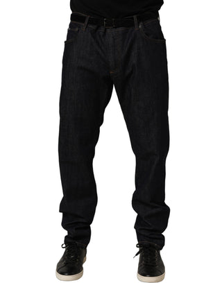 Dark Gray Cotton Slim Fit Men Denim Jeans
