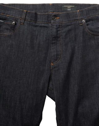 Dark Gray Cotton Slim Fit Men Denim Jeans