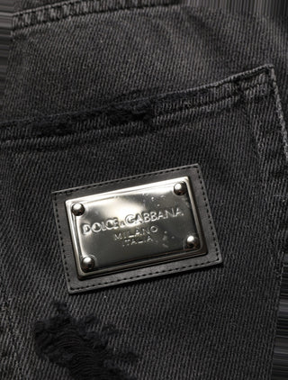 Dark Gray Distressed Oversize Men Denim Jeans