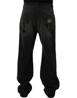 Dark Gray Distressed Oversize Men Denim Jeans
