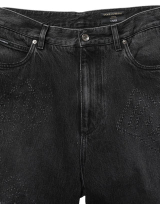 Dark Gray Cotton WideLeg Oversize Denim Jeans