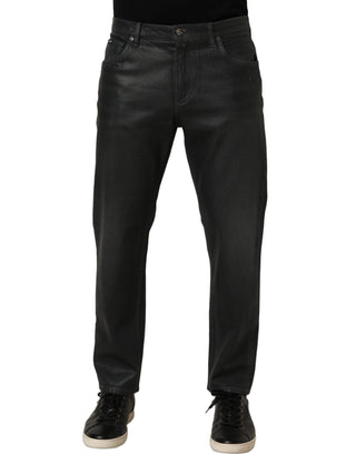 Dark Gray Cotton Loose Fit Men Denim Jeans