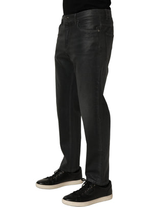Dark Gray Cotton Loose Fit Men Denim Jeans