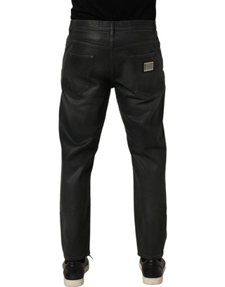 Dark Gray Cotton Loose Fit Men Denim Jeans