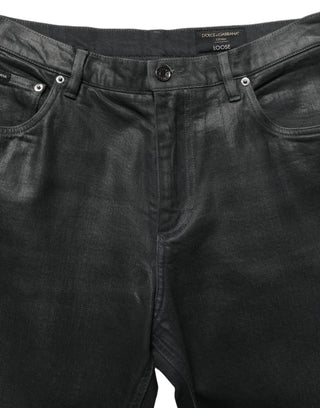 Dark Gray Cotton Loose Fit Men Denim Jeans