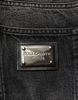 Dark Gray Cotton Baggy Cargo Men Denim Jeans