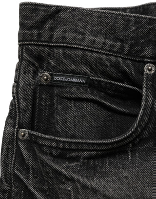 Dark Gray Cotton Baggy Cargo Men Denim Jeans