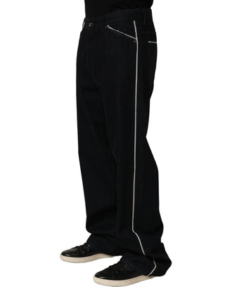 Black Cotton Stretch Straight Men Denim Jeans