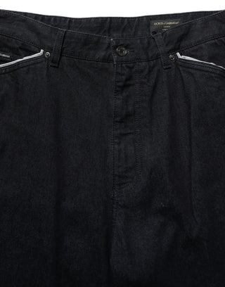 Black Cotton Stretch Straight Men Denim Jeans