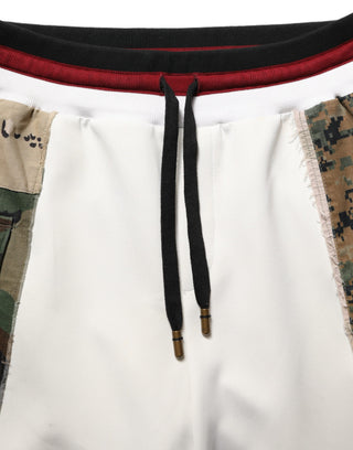 White Camouflage Patchwork Sweatpants Pants