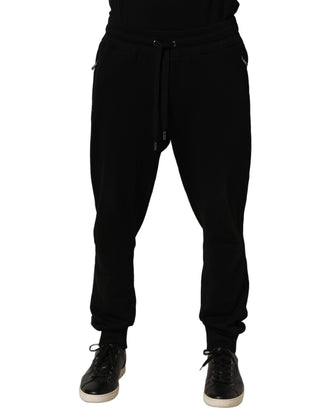Black Cotton Logo Jogger Men Sweatpants Pants
