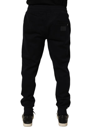 Blue Cotton Drawstring Jogger Trouser Pants