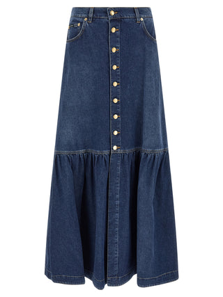 Blue Cotton Mini Skirt