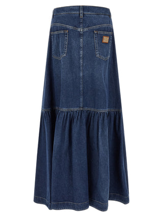 Blue Cotton Mini Skirt