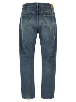 Blue Cotton Straight-Leg Jeans