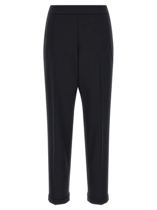 Black Polyester Cropped Pants