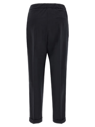 Black Polyester Cropped Pants
