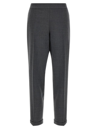 Gray Polyester Cropped Pants