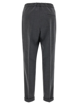 Gray Polyester Cropped Pants