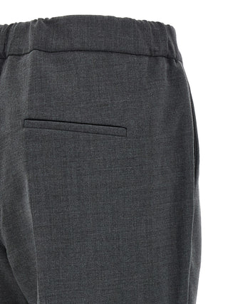 Gray Polyester Cropped Pants