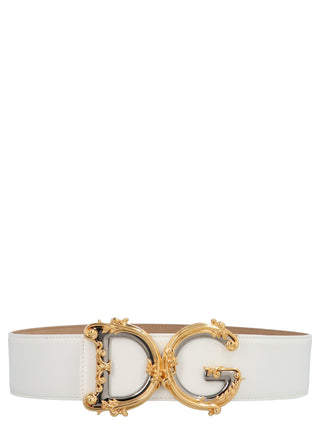 White Calfskin High-Waist Belt