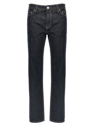 Blue Cotton Tapered Jeans