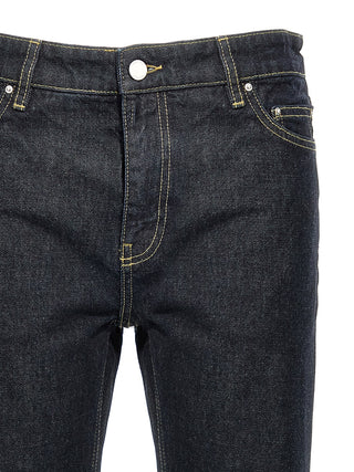 Blue Cotton Tapered Jeans