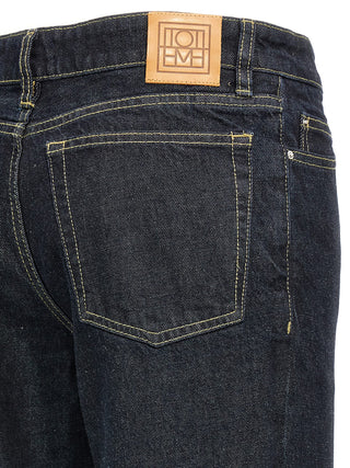 Blue Cotton Tapered Jeans
