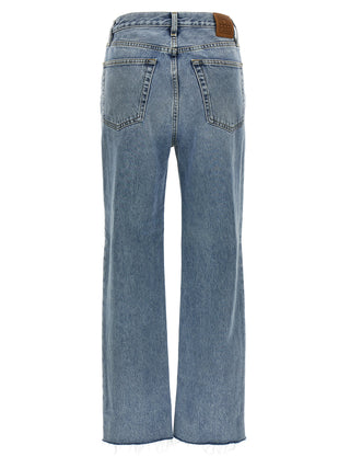 Blue Cotton Straight-Leg Jeans