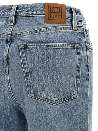 Blue Cotton Straight-Leg Jeans