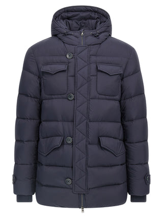 Blue Polyamide Full-Length Jacket